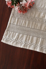 Tishka- White Handmade Kurta with Patti work