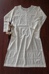 Miraaz- White Hand Embroidered Kurta