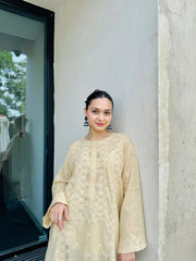 Handmade Butter yellow Kurta with Tarkashi Embroidery – Handmade Couture